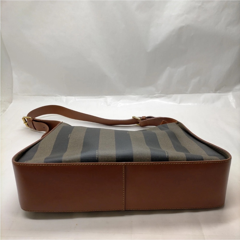Fendi Striped Canvas Shoulder Bag in Black And Brown - Picture 6 of 10